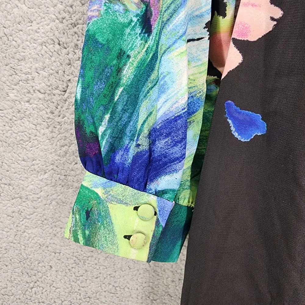 Donna Ricco Size 10 Floral Print Dress Long Sleeve Colorful‎ Party Cocktail - Picture 10 of 16